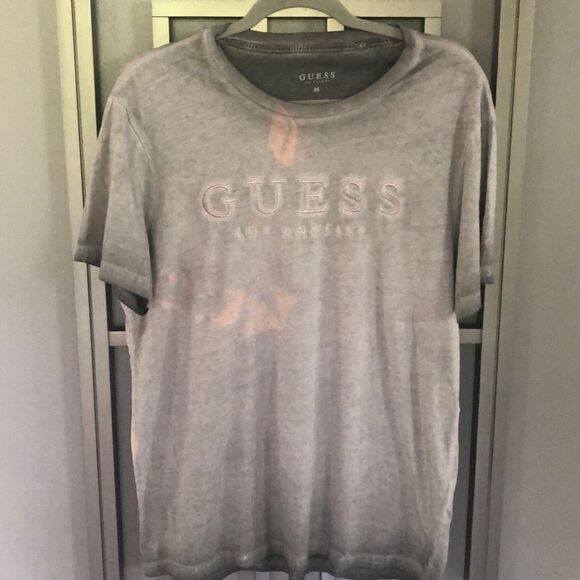 GUESS Los Angeles Distressed tie-dyed Sage green men's T-shirt M￼ - Picture 1 of 4